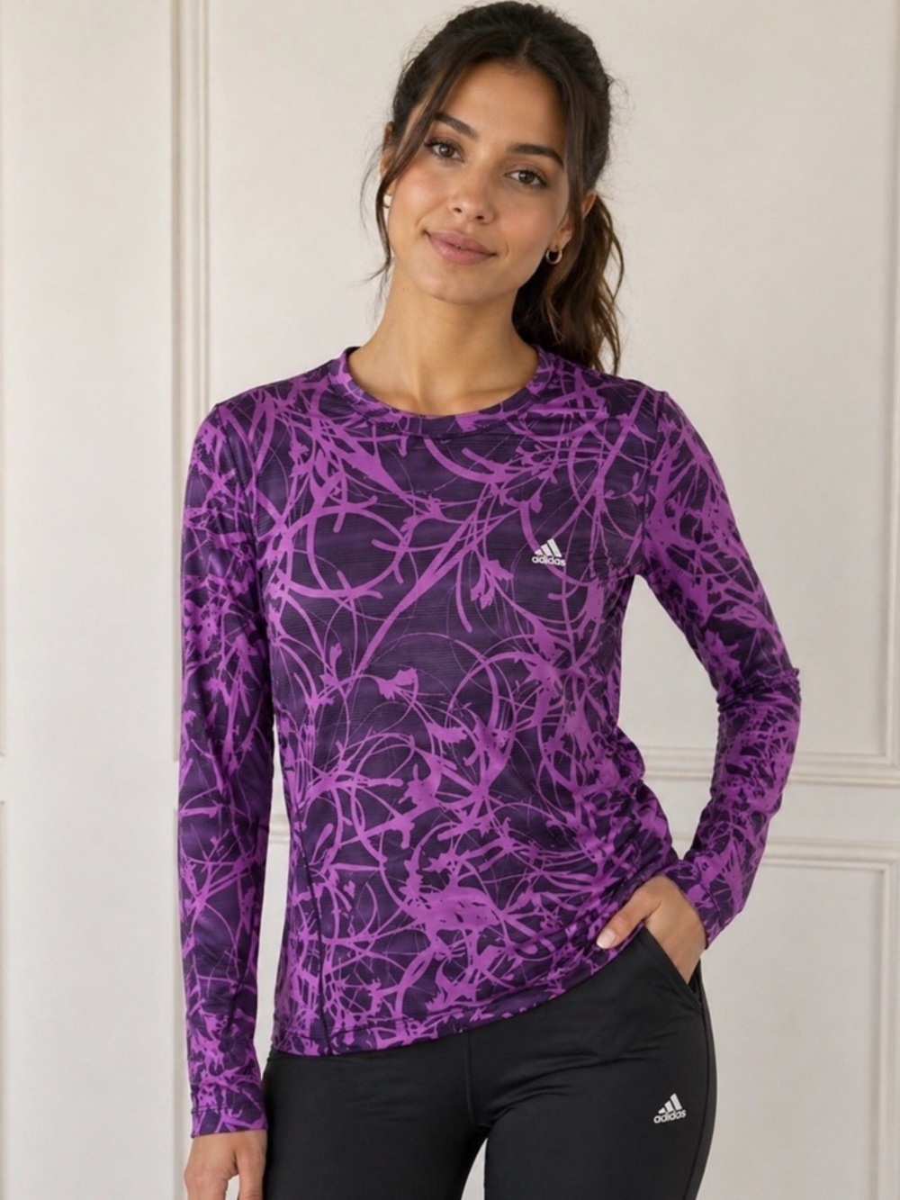 ADIDAS TECHFIT M Purple Vine long sleeve activewear casual athleisure top